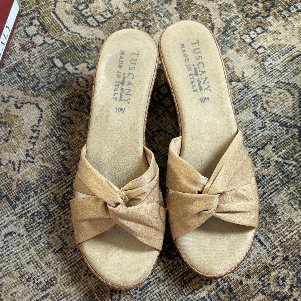 Knotted Slide Mules in Light Tan